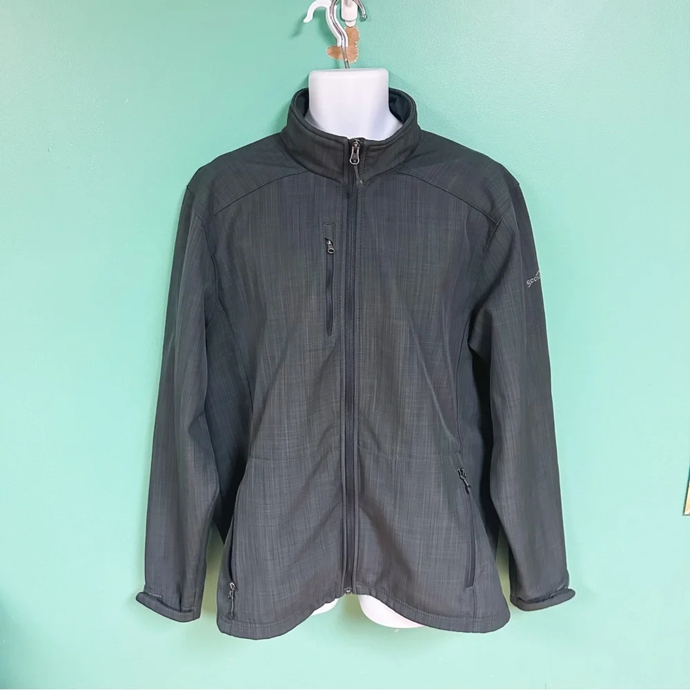Eddie Bauer Gray Shaded Crosshatch Soft Shell Jacket Mens Size XL